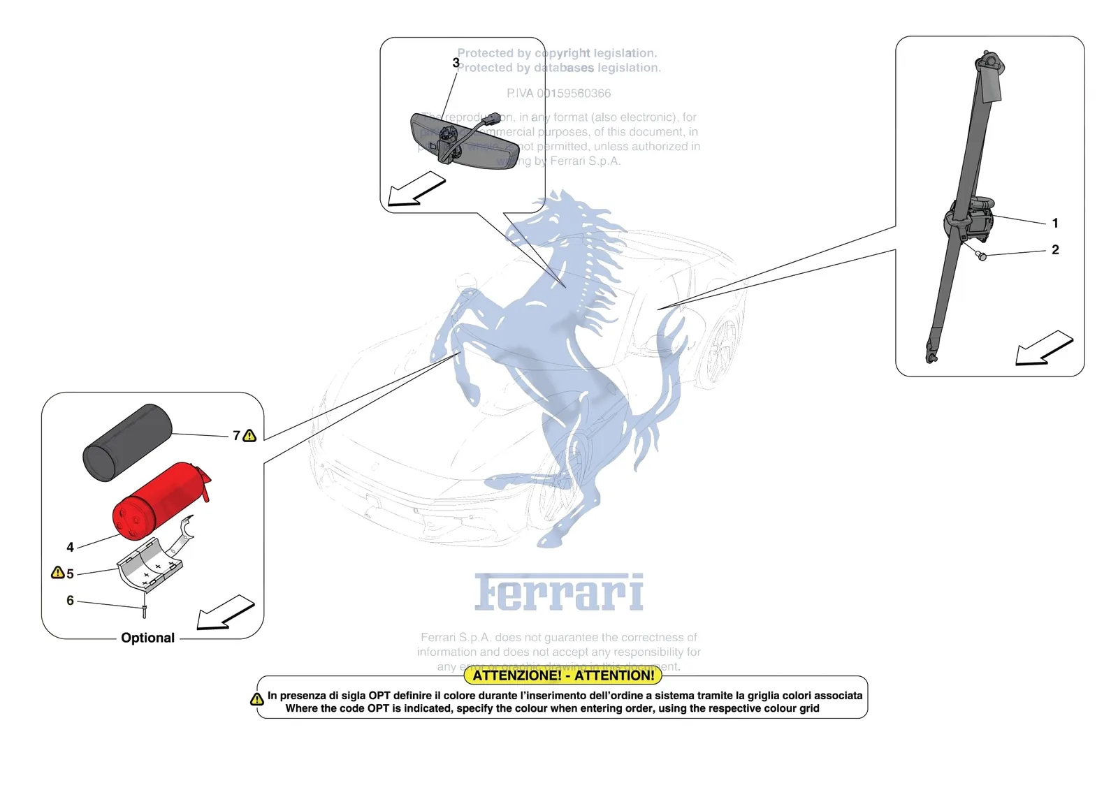 Ferrari 12 Cilindri [VEHICLE TRIM] - E.53 - OTHER INTERIOR TRIM ACCESSORIES exploded diagram