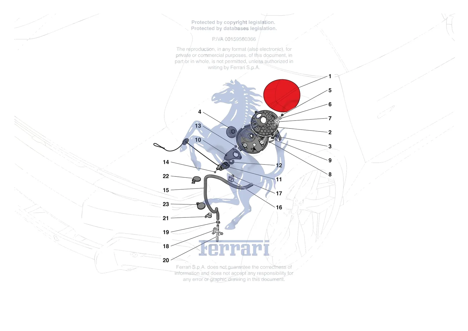 Ferrari 12 Cilindri [VEHICLE TRIM] - E.56 - FUEL FILLER SEAT exploded diagram