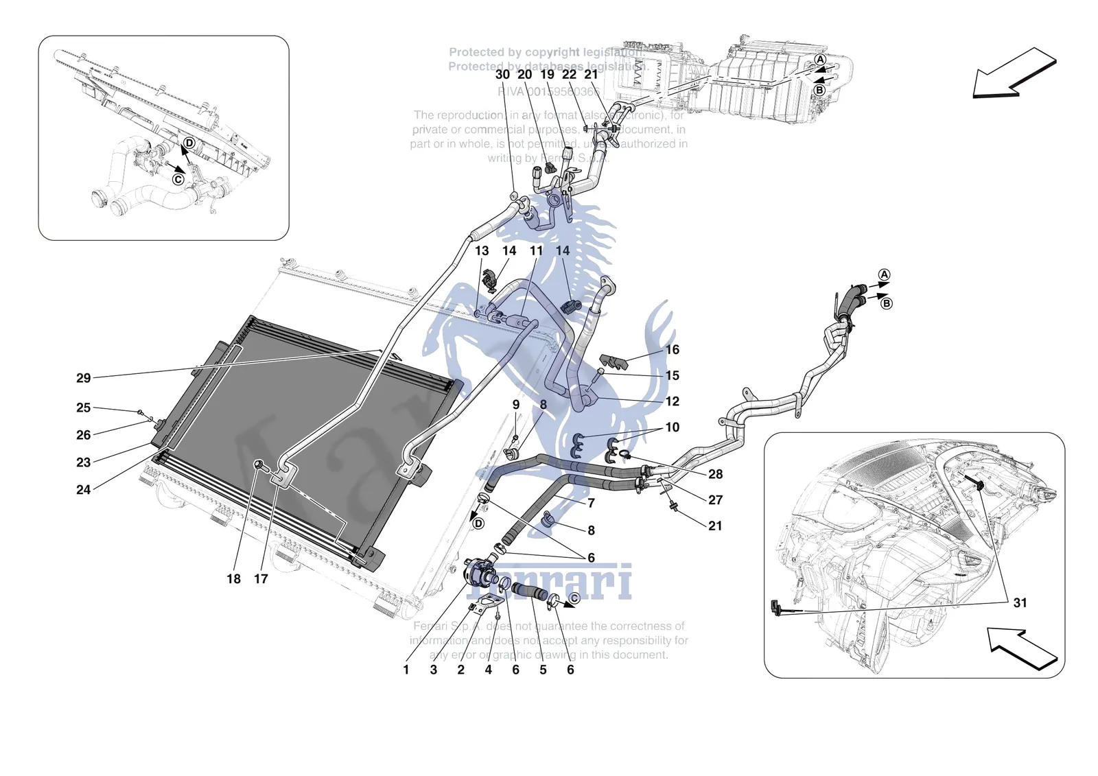 Ferrari 12 Cilindri [VEHICLE TRIM] - E.57.02 - AC SYSTEM - AIR CONDITIONER SYSTEM exploded diagram