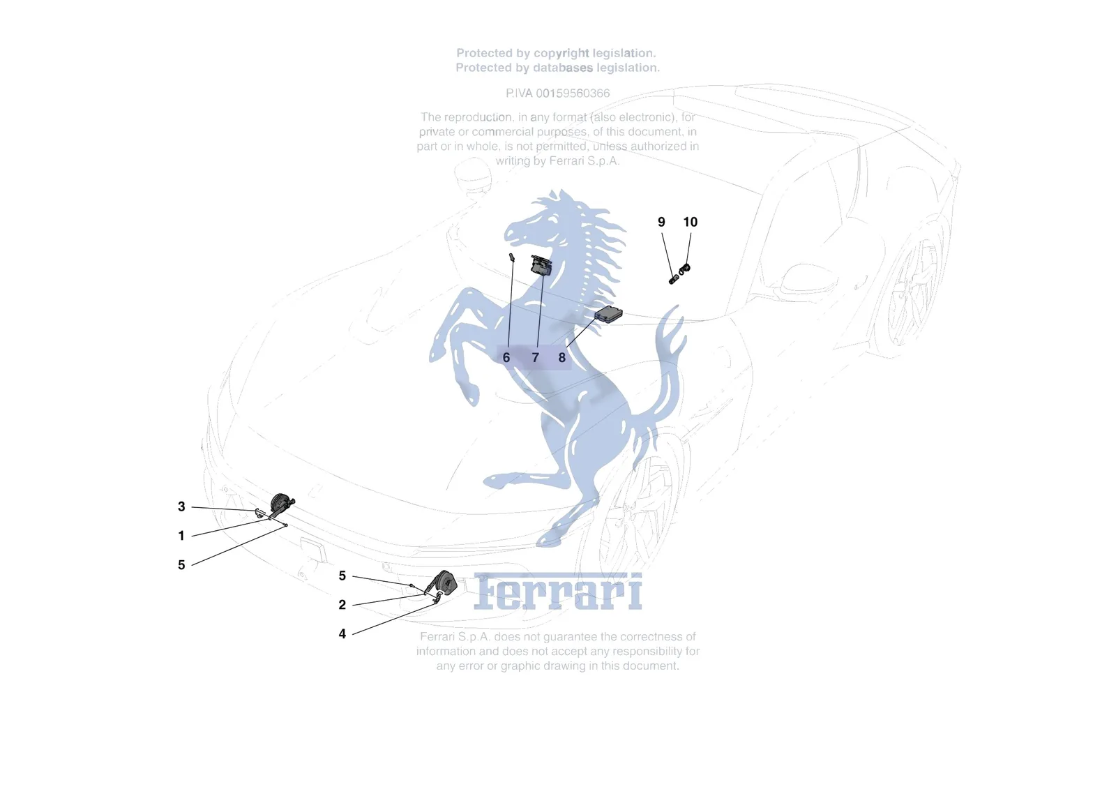 Ferrari 12 Cilindri [ELECTRICAL SYSTEM] - F.05 - OTHER ELECTRICAL DEVICES exploded diagram