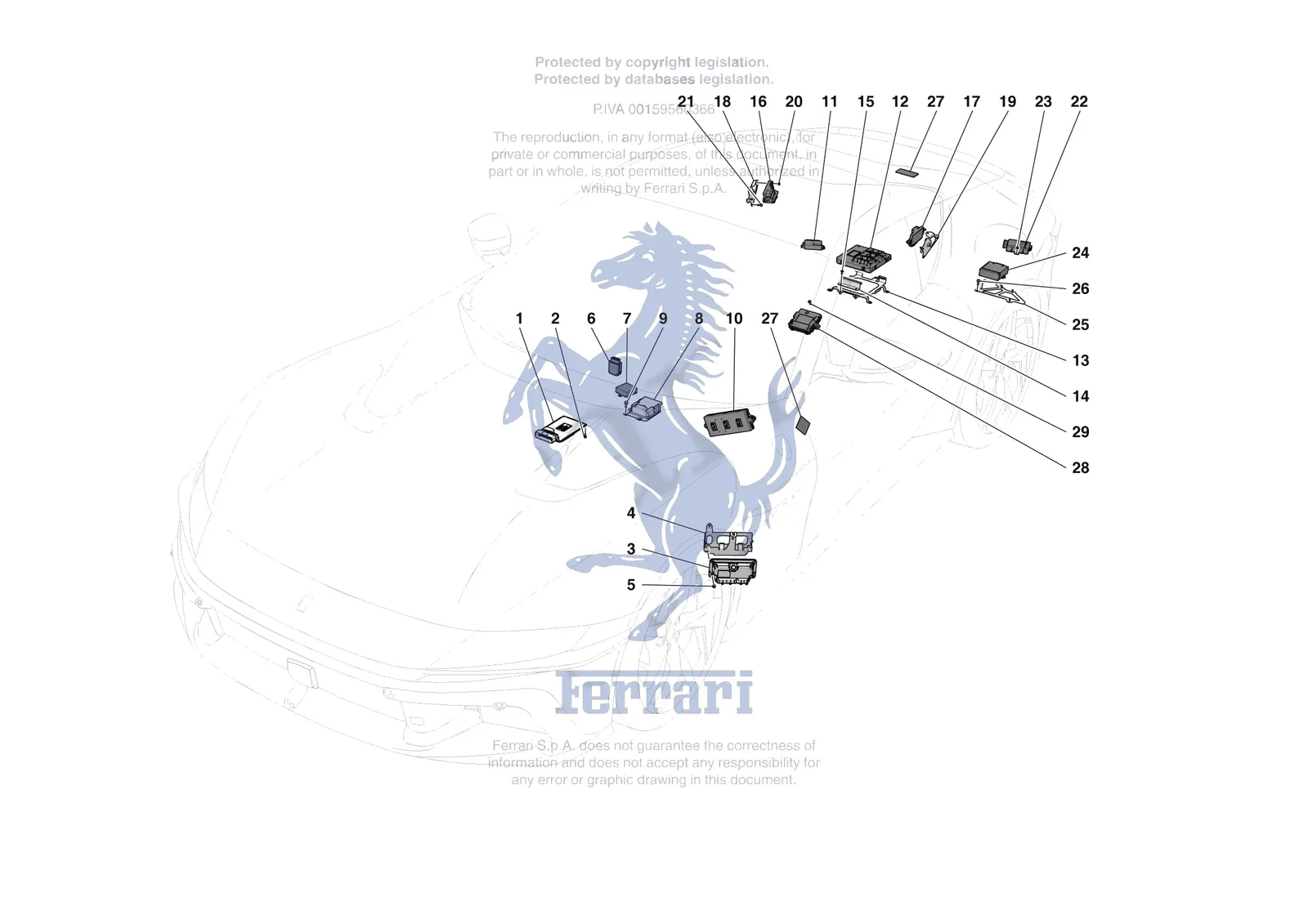 Ferrari 12 Cilindri [ELECTRICAL SYSTEM] - F.06 - ELECTRICAL SYSTEM CONTROL UNITS exploded diagram