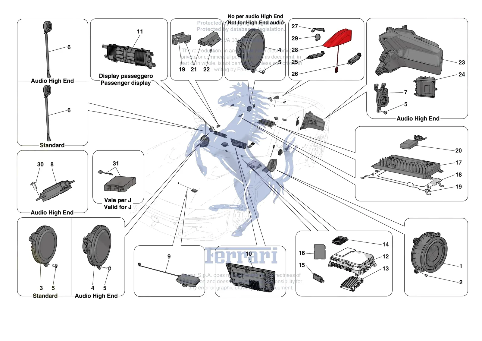 Ferrari 12 Cilindri [ELECTRICAL SYSTEM] - F.10 - AUDIO UNIT exploded diagram