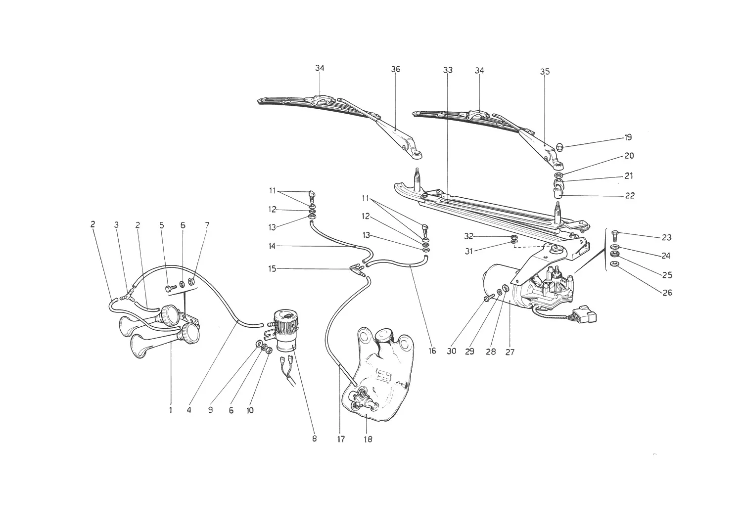 Windshield Wiper, Washer And Horn