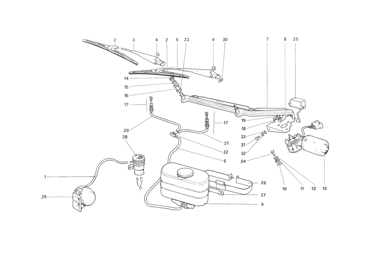 Windshield Wiper, Washer And Horn