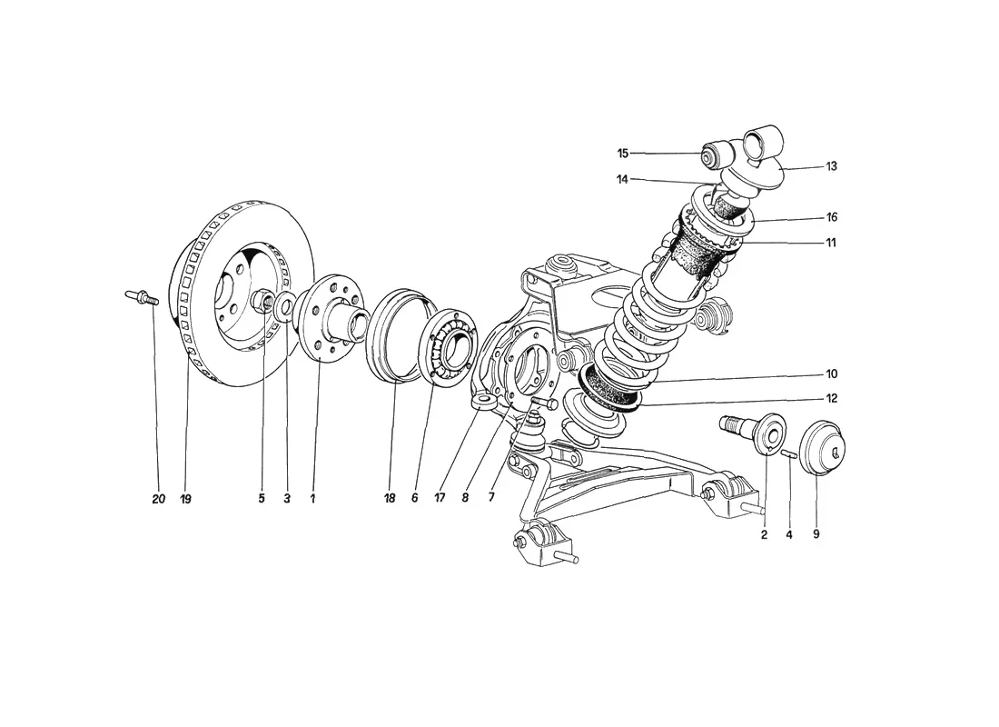 Front Suspension - Shock Absorber And Brake Disc (Up To Car No. 76625)