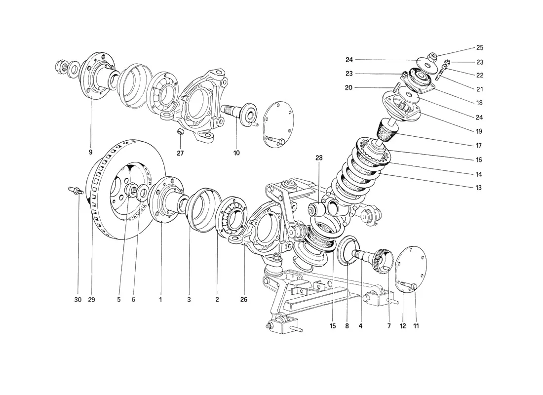 Front Suspension - Shock Absorber And Brake Disc (Starting From Car No. 76626)