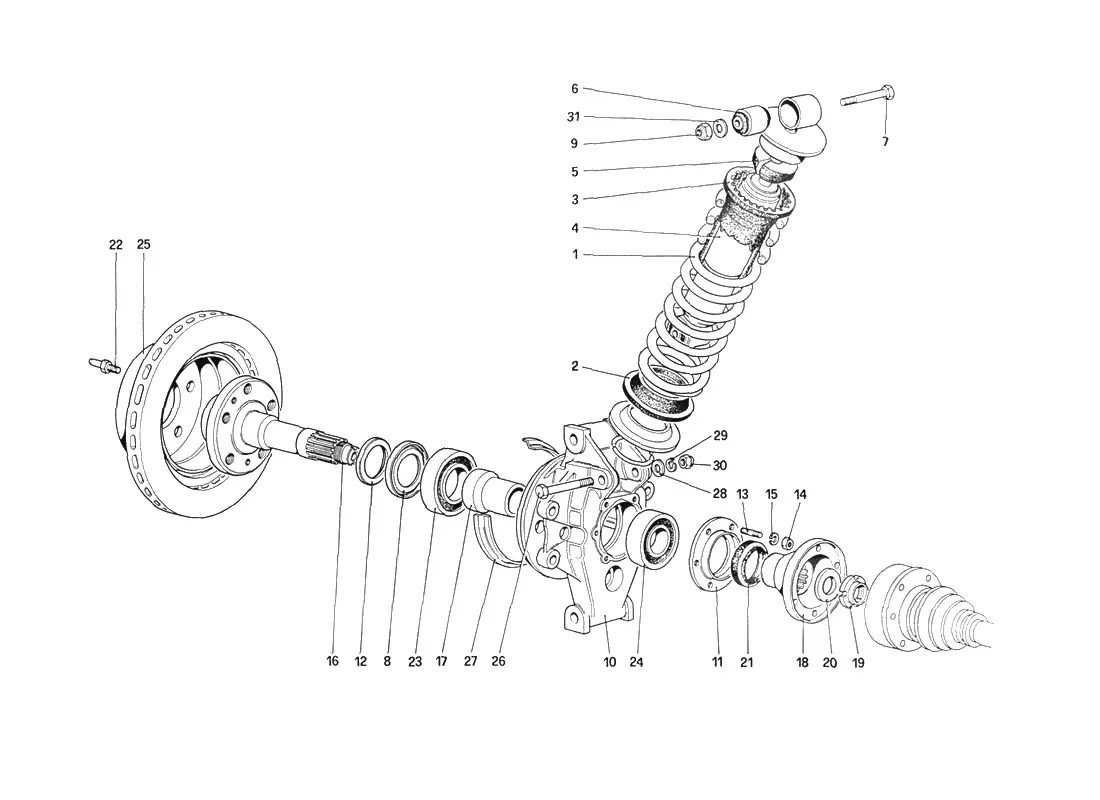 Rear Suspension - Shock Absorber And Brake Disc (Up To Car No. 76625)