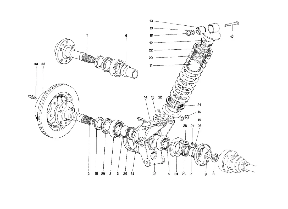 Rear Suspension - Shock Absorber And Brake Disc (Starting From Car No. 76626)