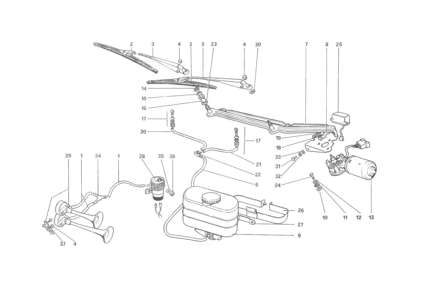 Windshields Wiper, Washer And Horn