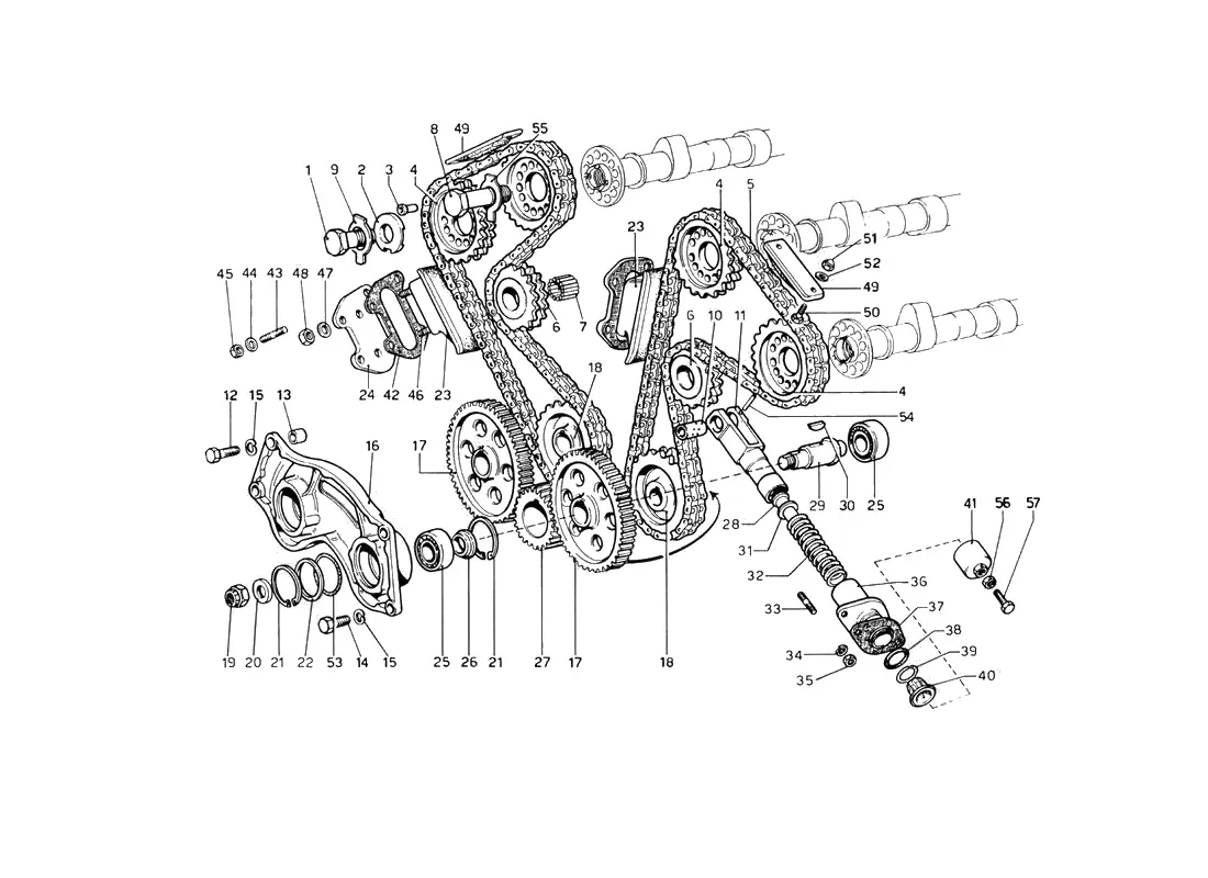 Ferrari 246 Dino GT Coupe & Spyder (From Ch 02132) Timing Control exploded diagram
