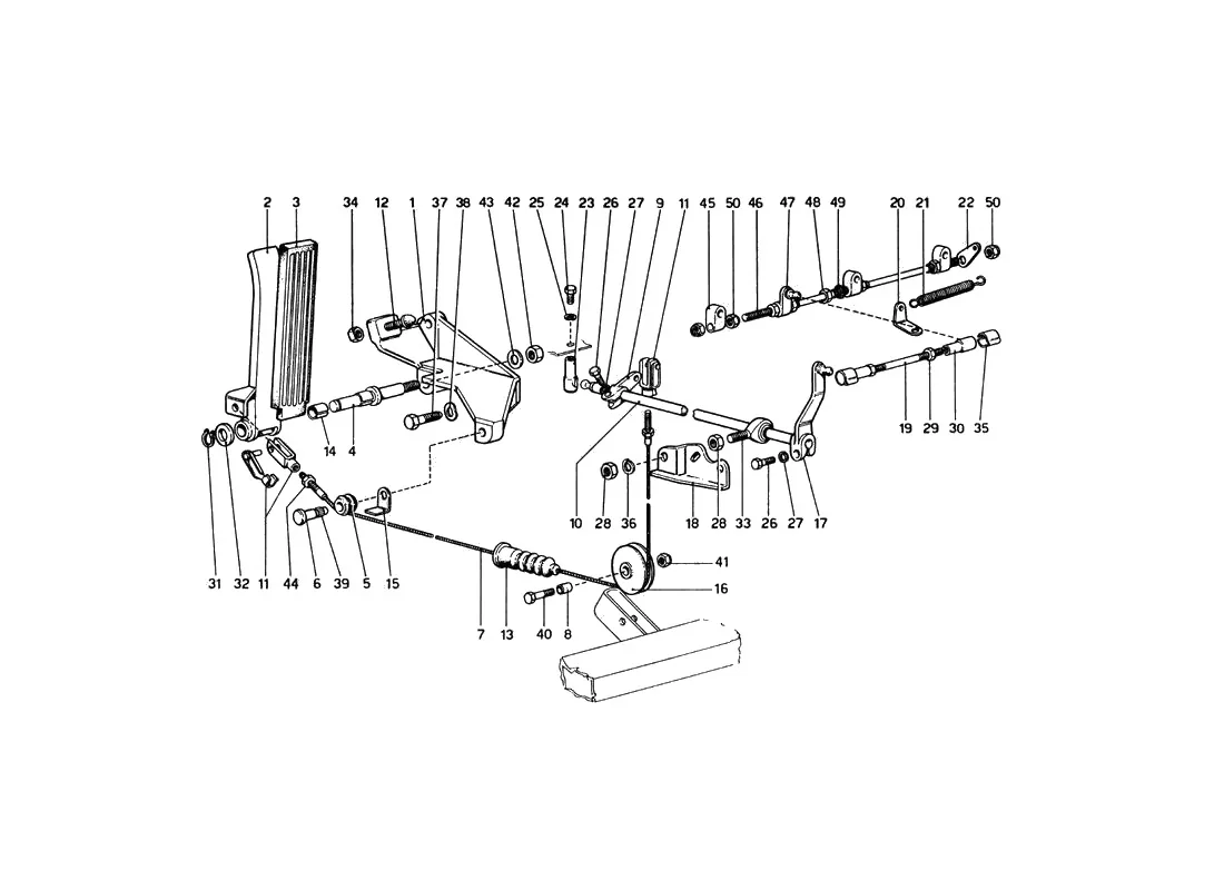 Ferrari 246 Dino GT Coupe & Spyder (From Ch 02132) Throttle Control exploded diagram