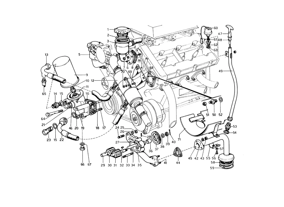 Ferrari 246 Dino GT Coupe & Spyder (From Ch 02132) Engine Lubrication exploded diagram