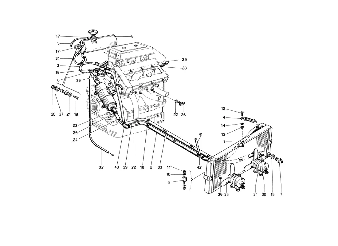 Ferrari 246 Dino GT Coupe & Spyder (From Ch 02132) Cooling System exploded diagram