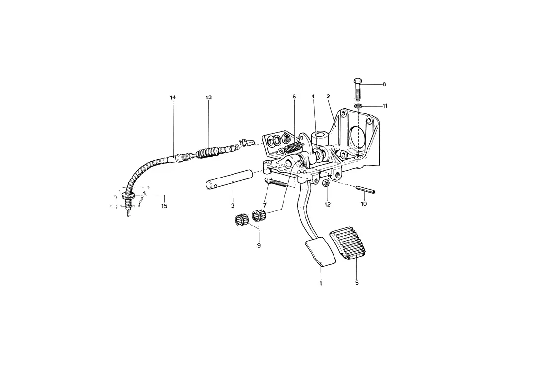 Ferrari 246 Dino GT Coupe & Spyder (From Ch 02132) Pedal Board - Clutch Control exploded diagram