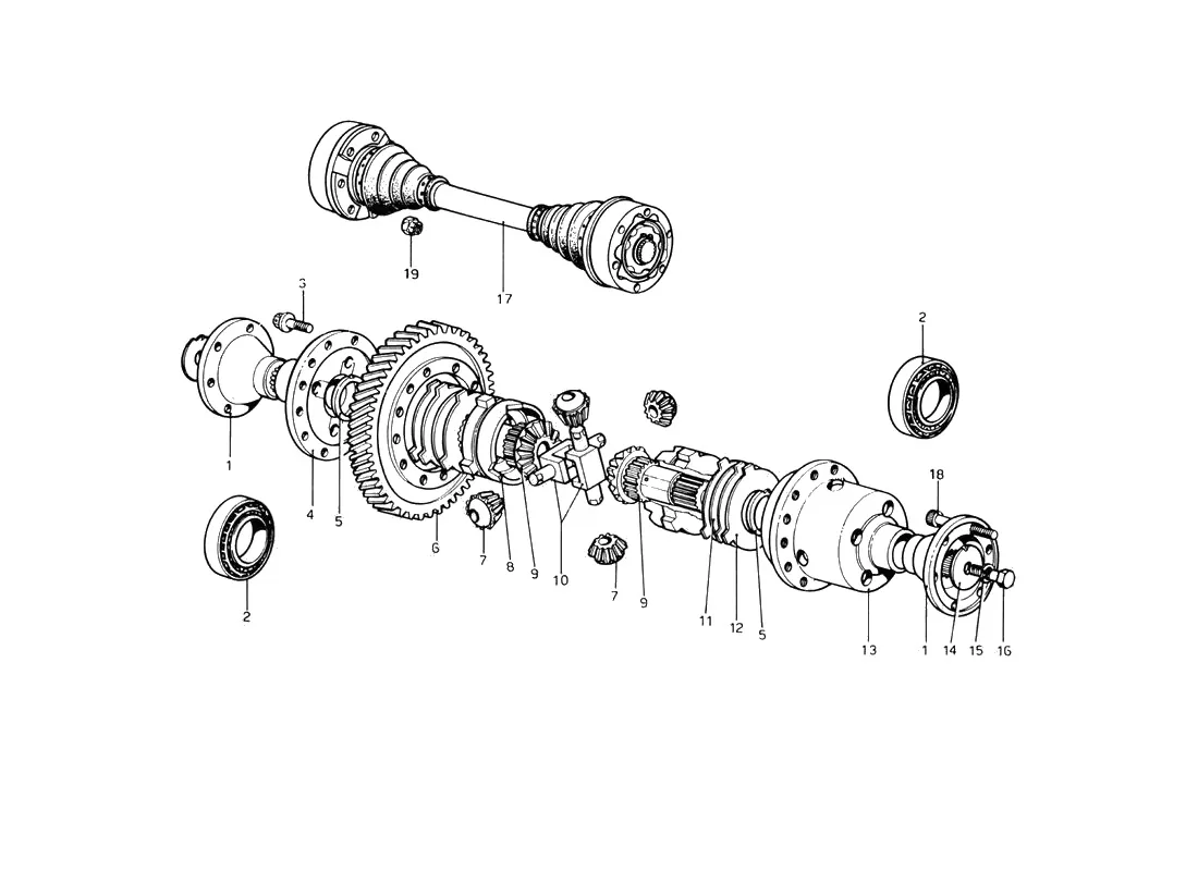 Ferrari 246 Dino GT Coupe & Spyder (From Ch 02132) Differential And Axle Shafts exploded diagram