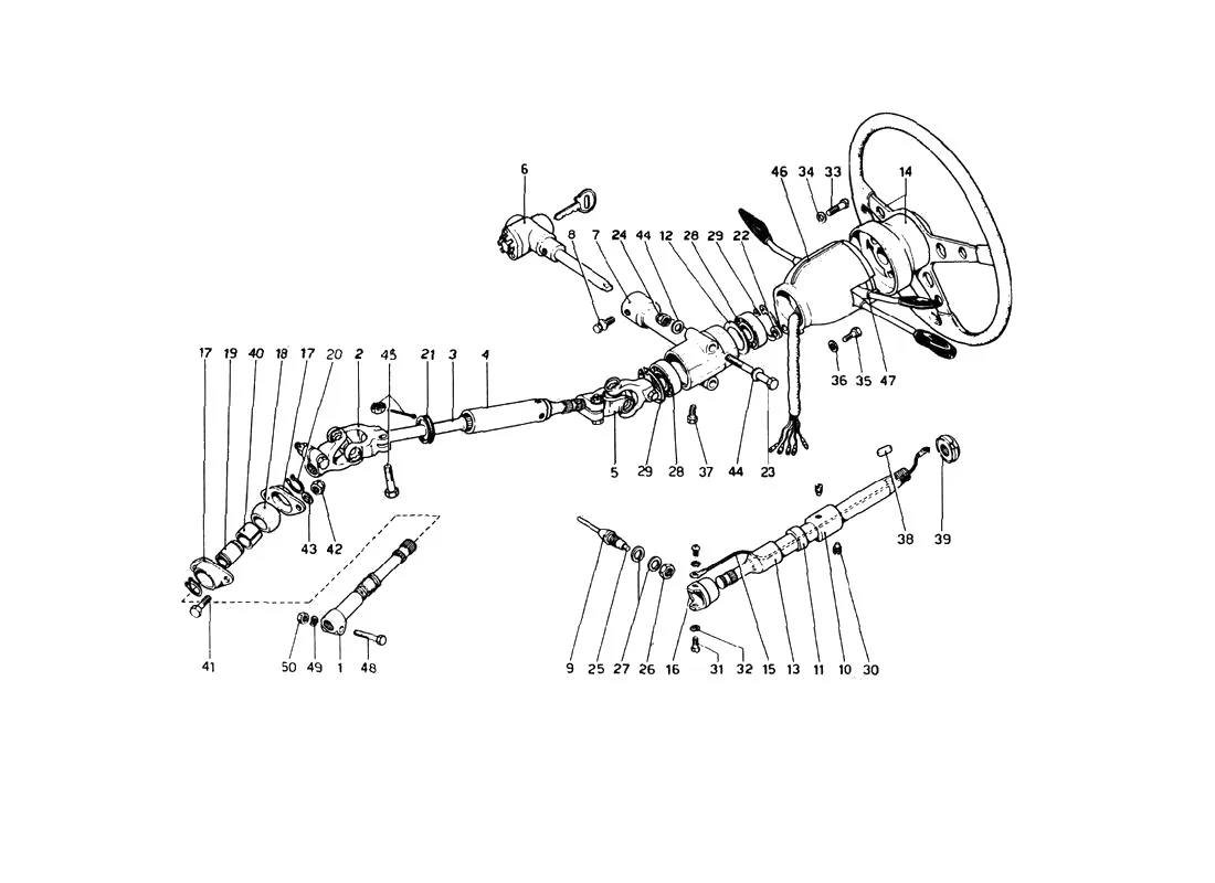 Ferrari 246 Dino GT Coupe & Spyder (From Ch 02132) Steering Control exploded diagram