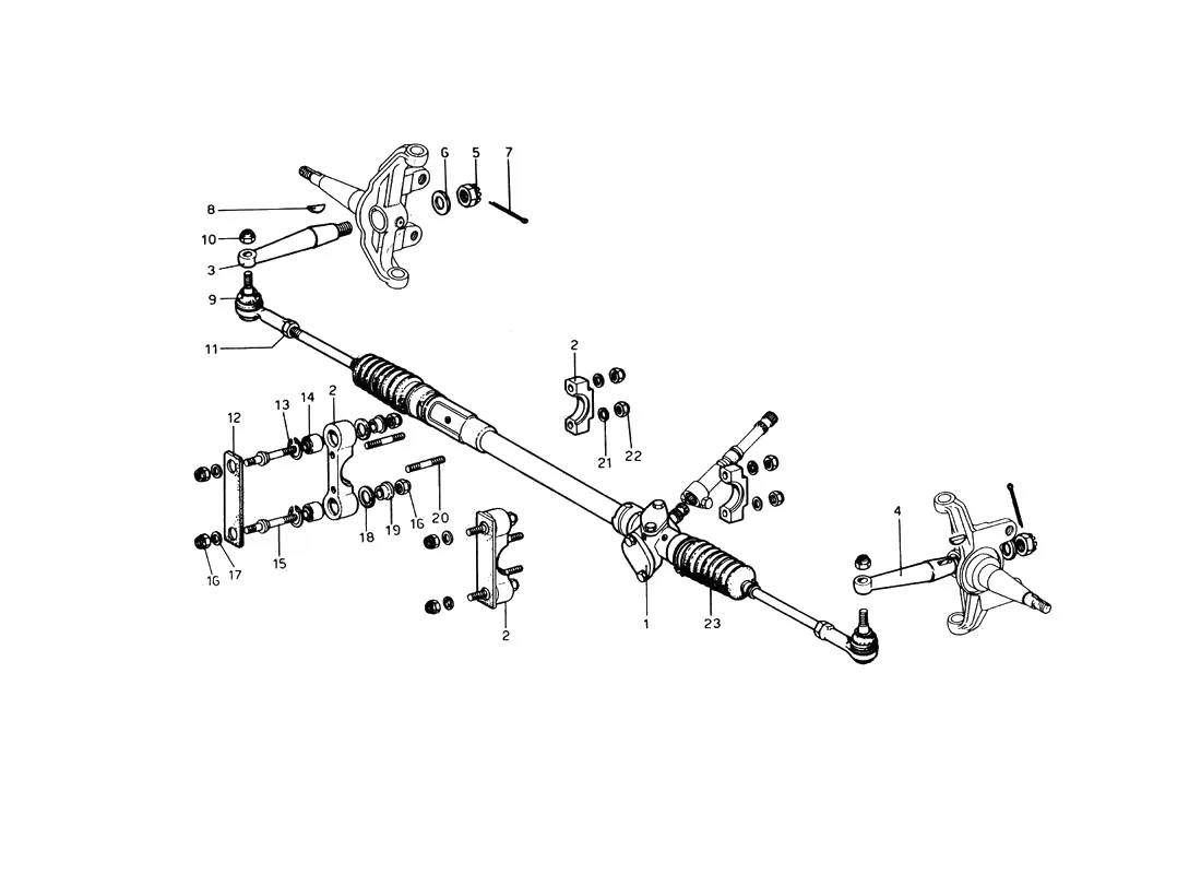 Ferrari 246 Dino GT Coupe & Spyder (From Ch 02132) Steering Box And Steering Linkages exploded diagram
