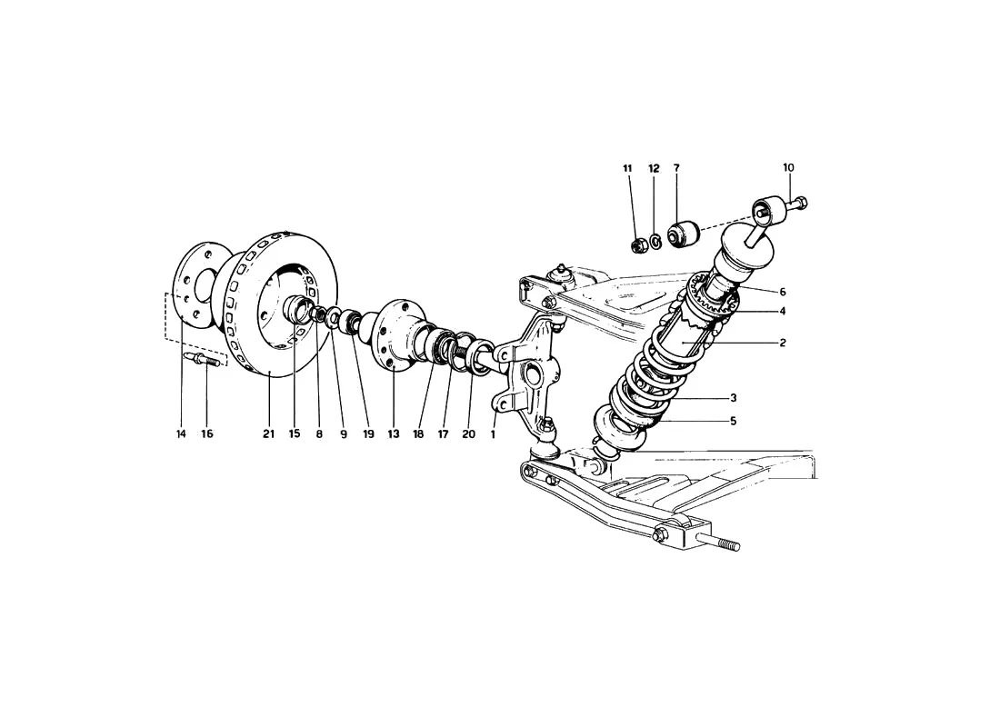 Ferrari 246 Dino GT Coupe & Spyder (From Ch 02132) Front Suspension - Shock Absorber exploded diagram