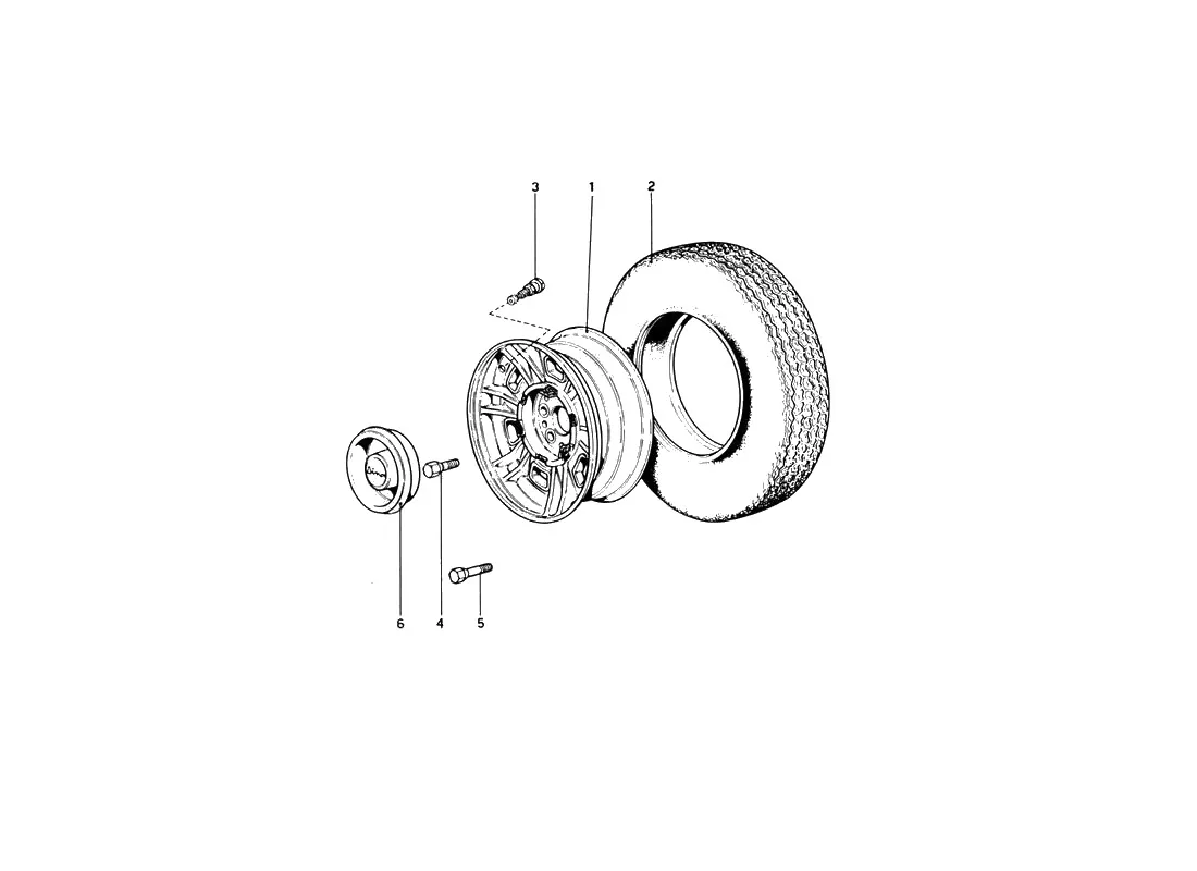 Ferrari 246 Dino GT Coupe & Spyder (From Ch 02132) Wheels exploded diagram
