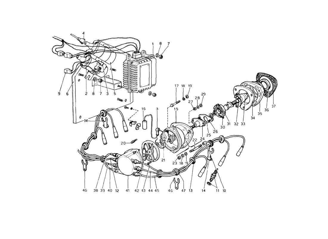 Ferrari 246 Dino GT Coupe & Spyder (From Ch 02132) Engine Ignition exploded diagram