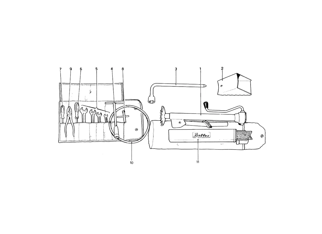 Ferrari 246 Dino GT Coupe & Spyder (From Ch 02132) Tool - Kit exploded diagram