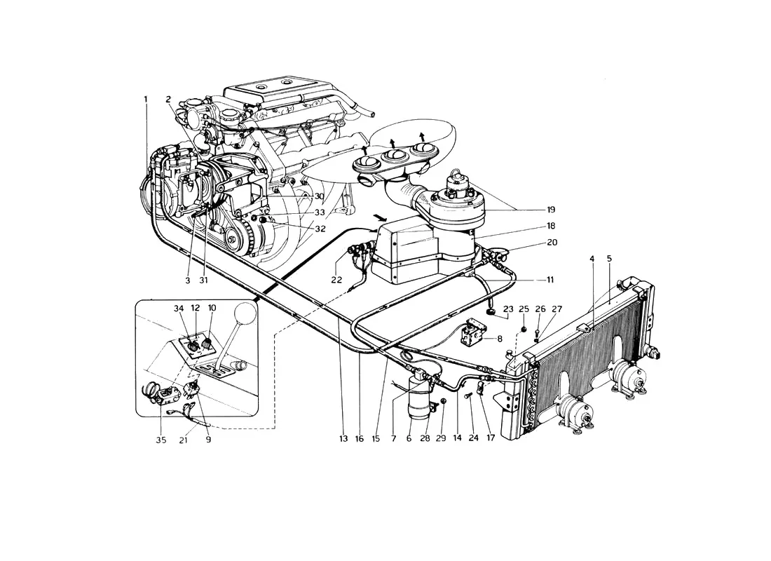 Ferrari 246 Dino GT Coupe & Spyder (From Ch 02132) Air Conditioning System exploded diagram