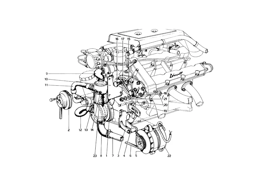 Ferrari 246 Dino GT Coupe & Spyder (From Ch 02132) Air Conditioning & Other Parts exploded diagram