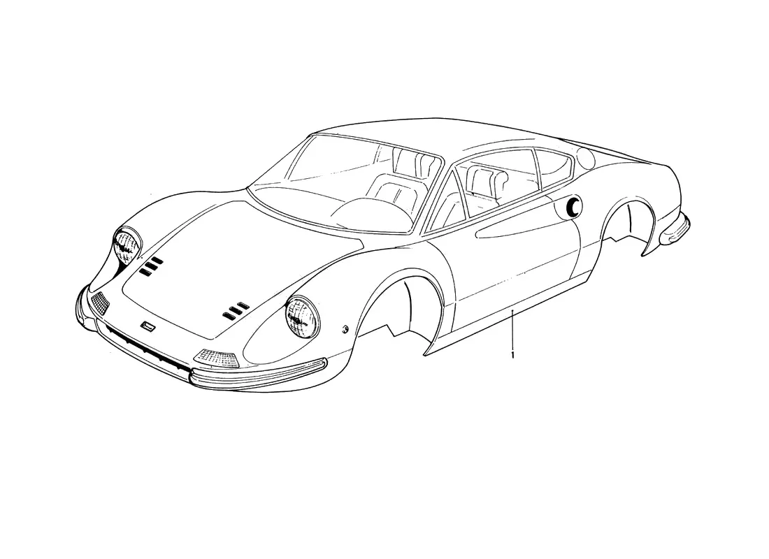 Ferrari 246 Dino GT Coupe & Spyder (From Ch 02132) Body Shell exploded diagram