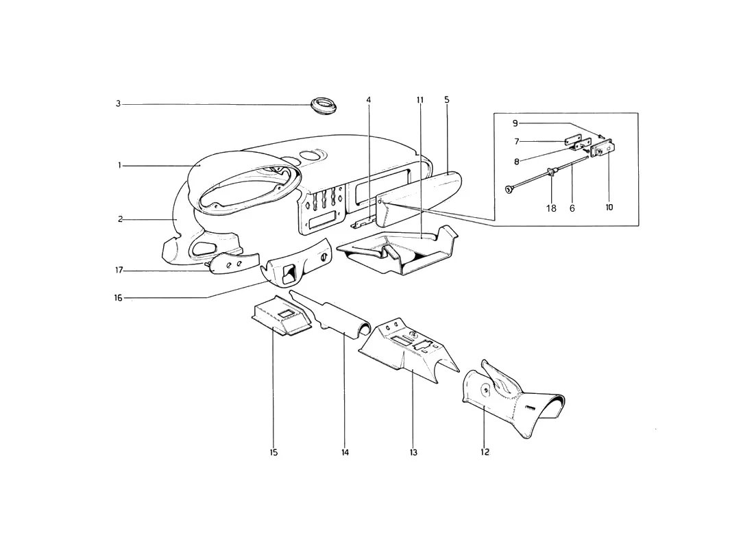 Ferrari 246 Dino GT Coupe & Spyder (From Ch 02132) Interior Trim And Accessories exploded diagram