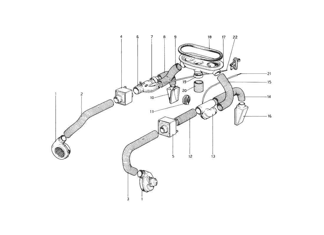 Ferrari 246 Dino GT Coupe & Spyder (From Ch 02132) Heating System exploded diagram