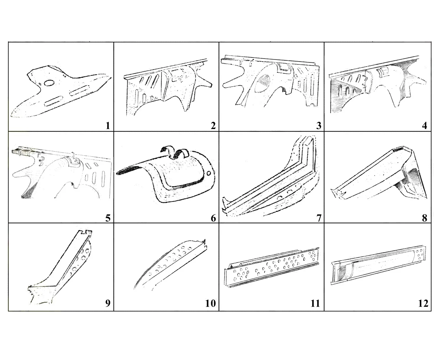 Ferrari 250 GT 2+2 (GTE) Frame exploded diagram