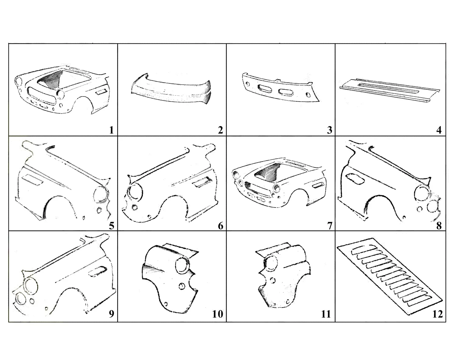 Ferrari 250 GT 2+2 (GTE) Front Panels exploded diagram