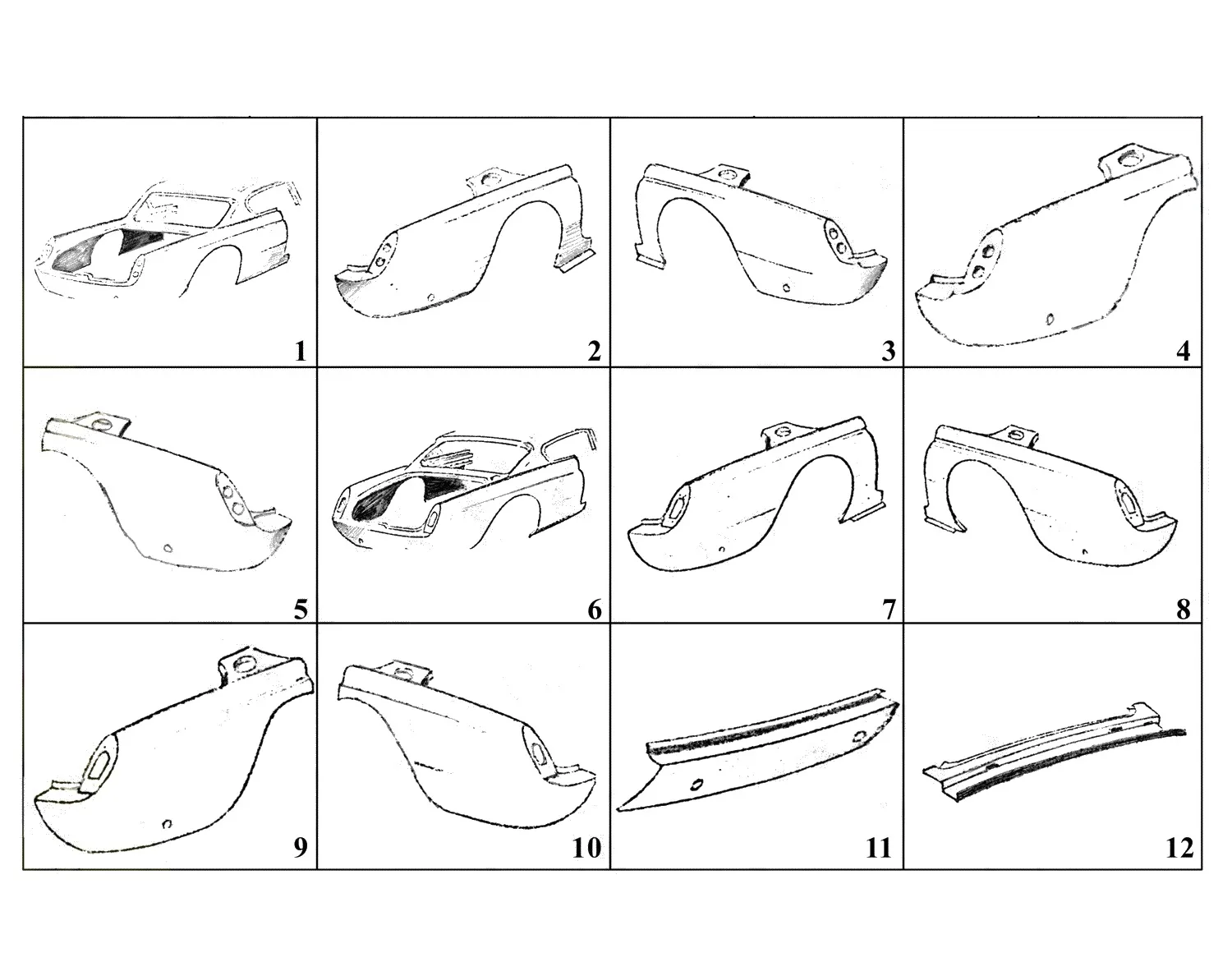 Ferrari 250 GT 2+2 (GTE) Rear Panels exploded diagram