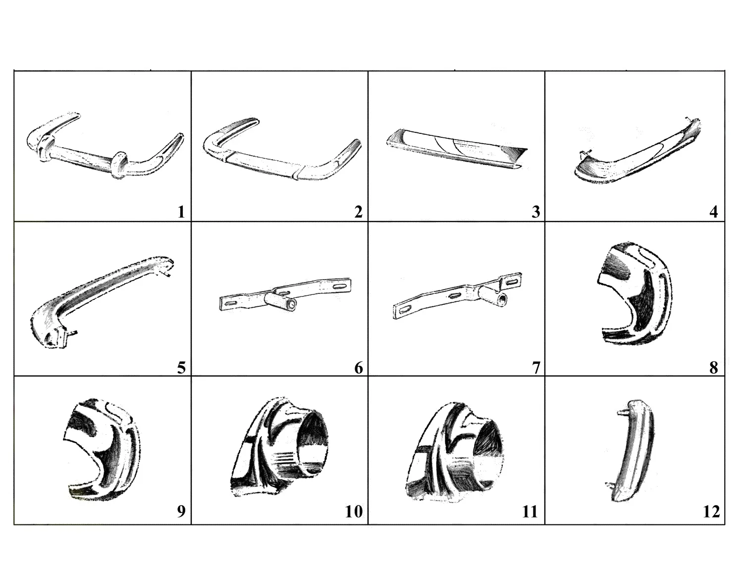 Ferrari 250 GT 2+2 (GTE) Rear Bumpers exploded diagram