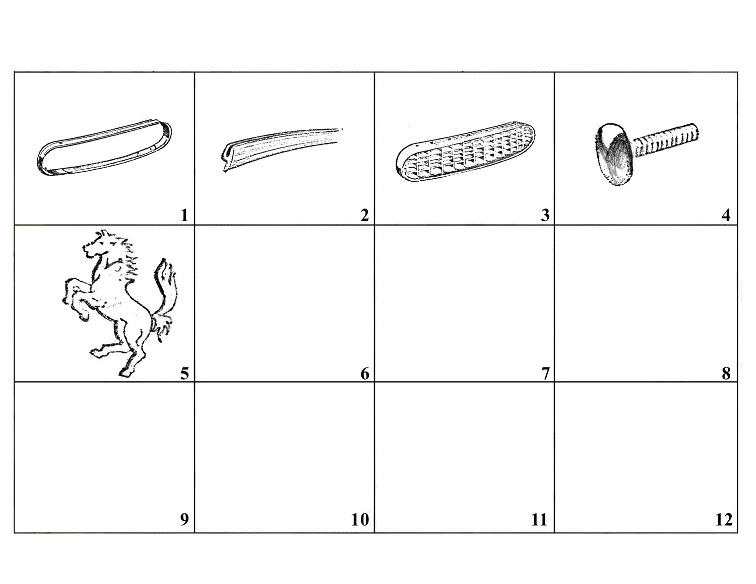 Ferrari 250 GT 2+2 (GTE) Radiator Grille Components exploded diagram