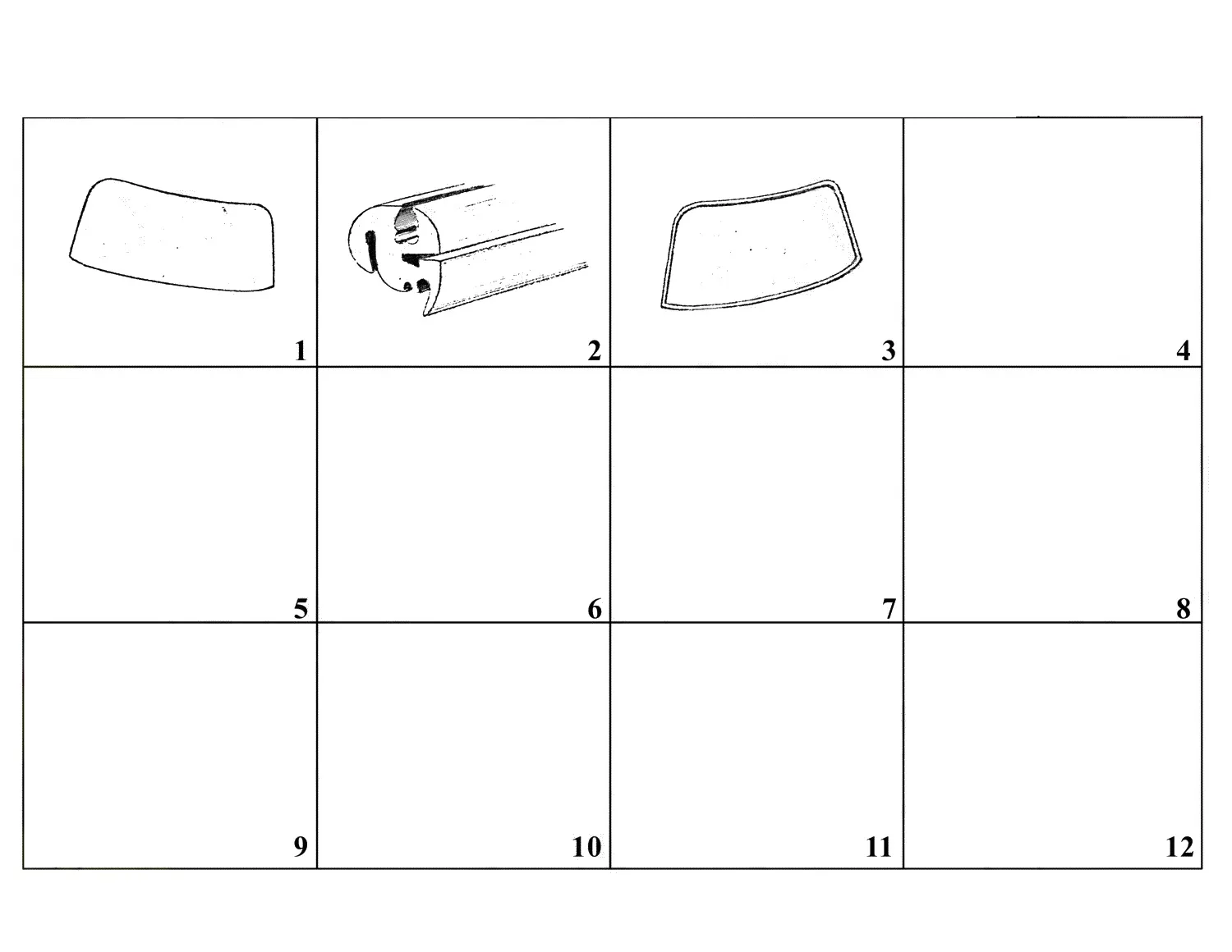 Ferrari 250 GT 2+2 (GTE) Windscreen Components exploded diagram