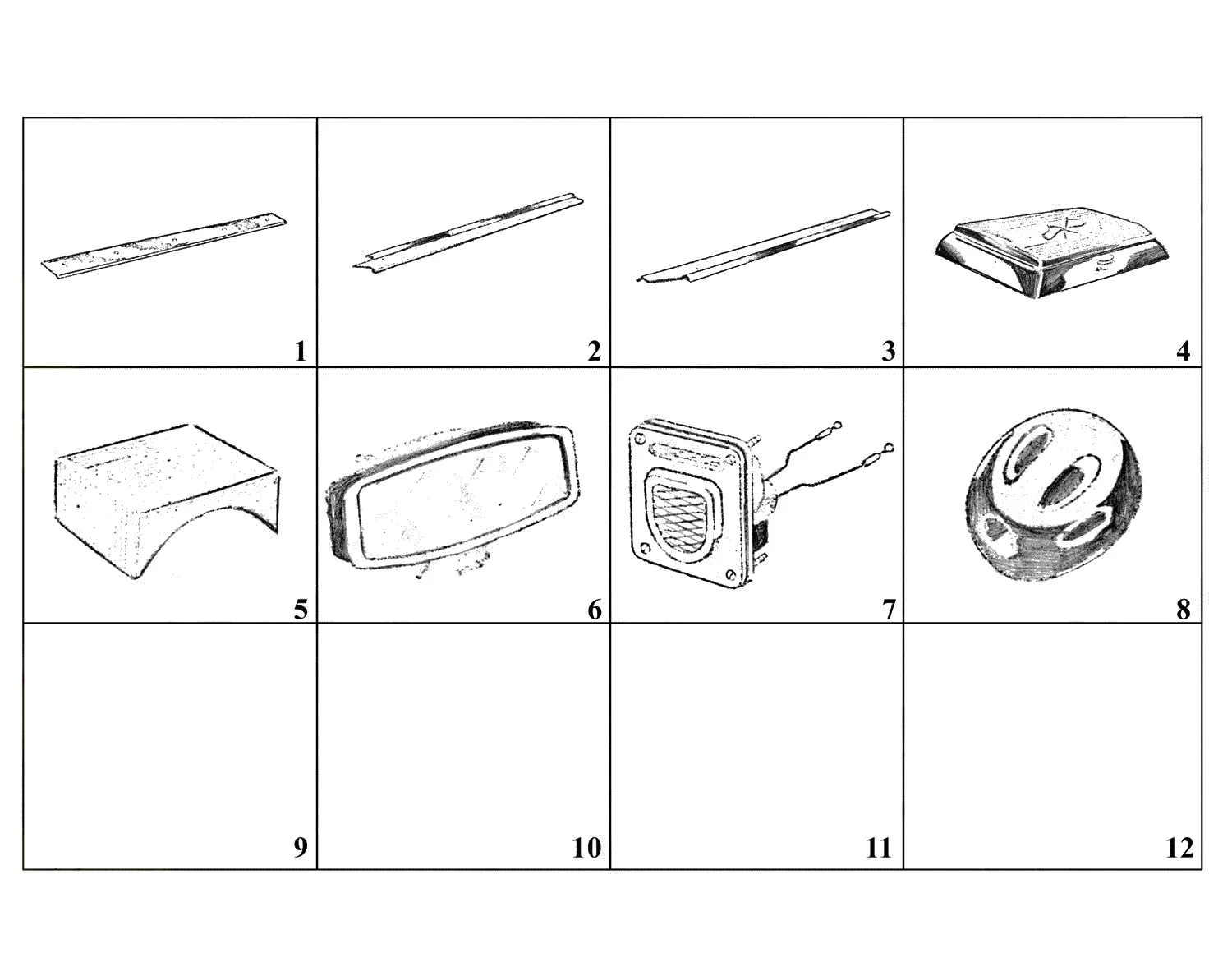 Ferrari 250 GT 2+2 (GTE) Internal Cabinet Accessories exploded diagram