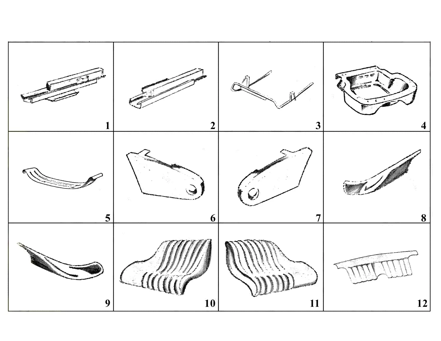 Ferrari 250 GT 2+2 (GTE) Seats Components exploded diagram