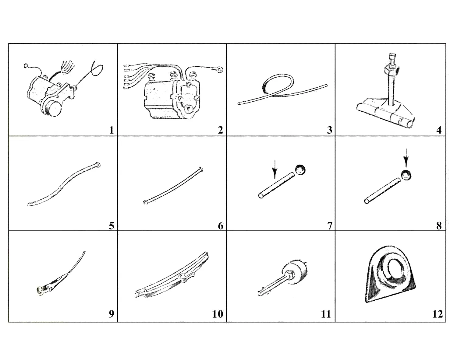 Ferrari 250 GT 2+2 (GTE) Wipers Components exploded diagram