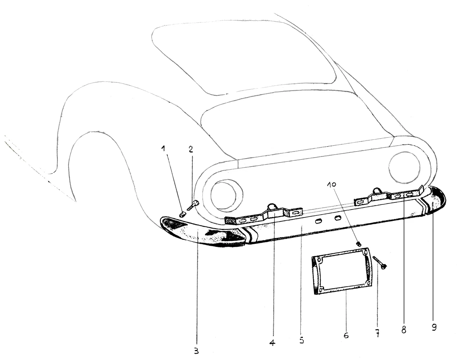 Ferrari 275 GTB4 Rear Bumpers exploded diagram