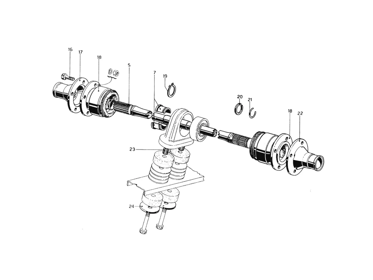 Ferrari 275 GTS Transmission Shaft - LHD Upto 31-12-1965 exploded diagram