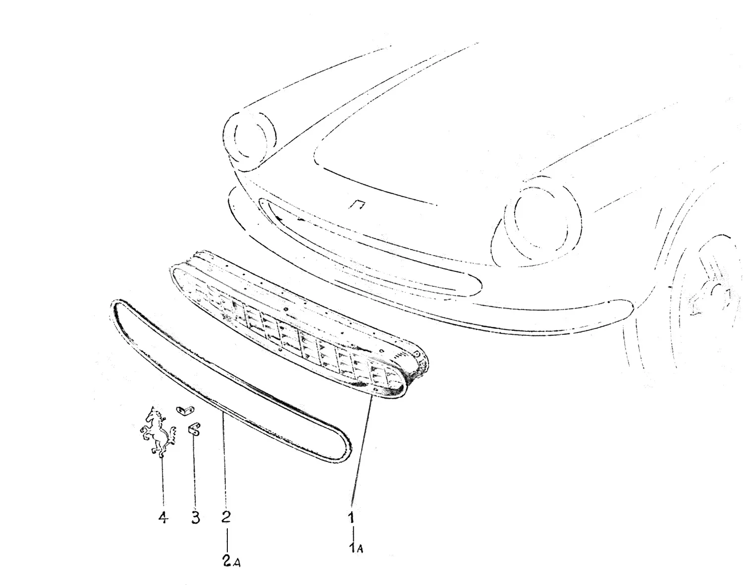 Ferrari 275 GTS Radiator Grille exploded diagram