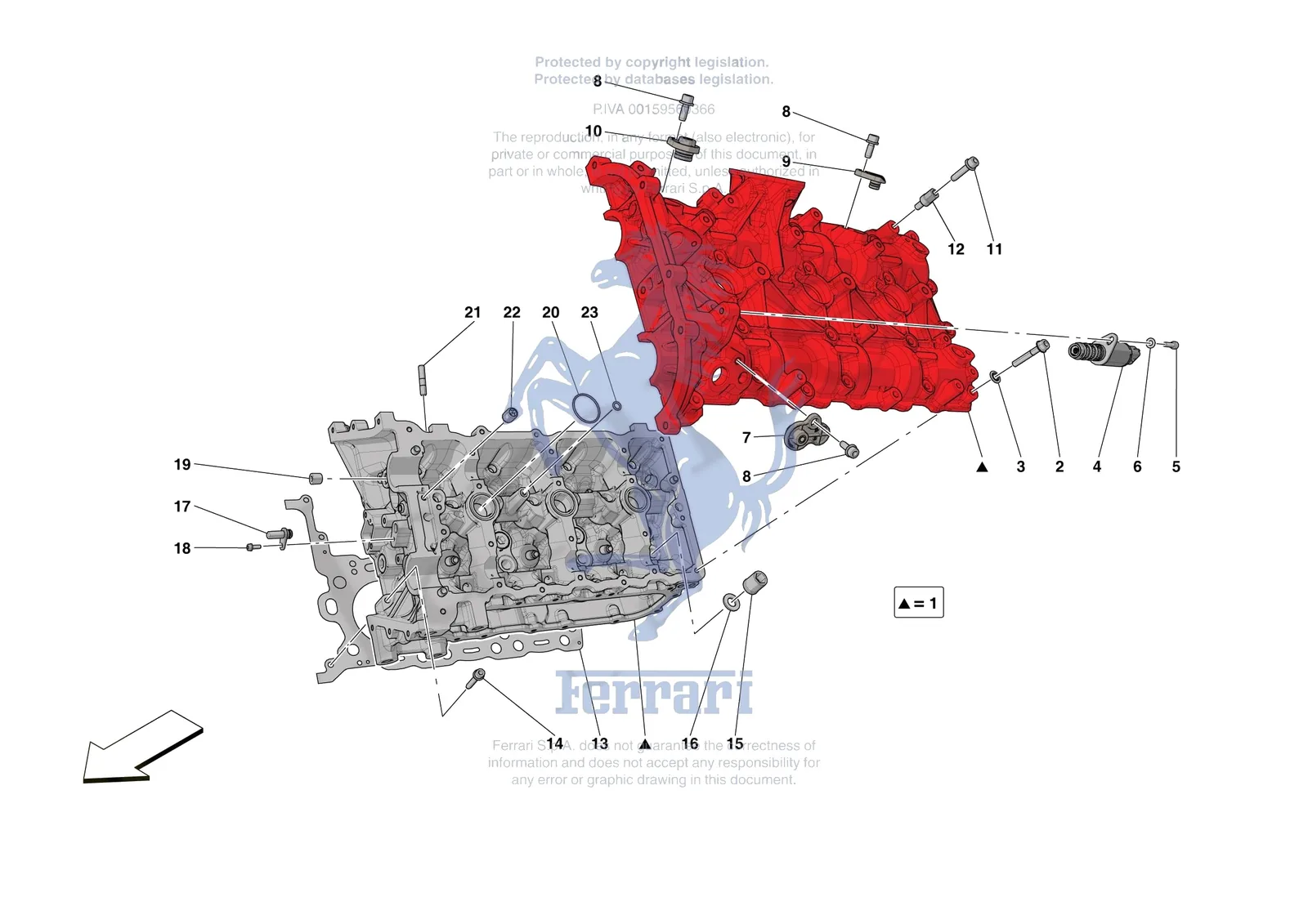 Ferrari 296 GTB [ENGINE] - B.08.02 - CYLINDER HEADS - LH HEAD exploded diagram