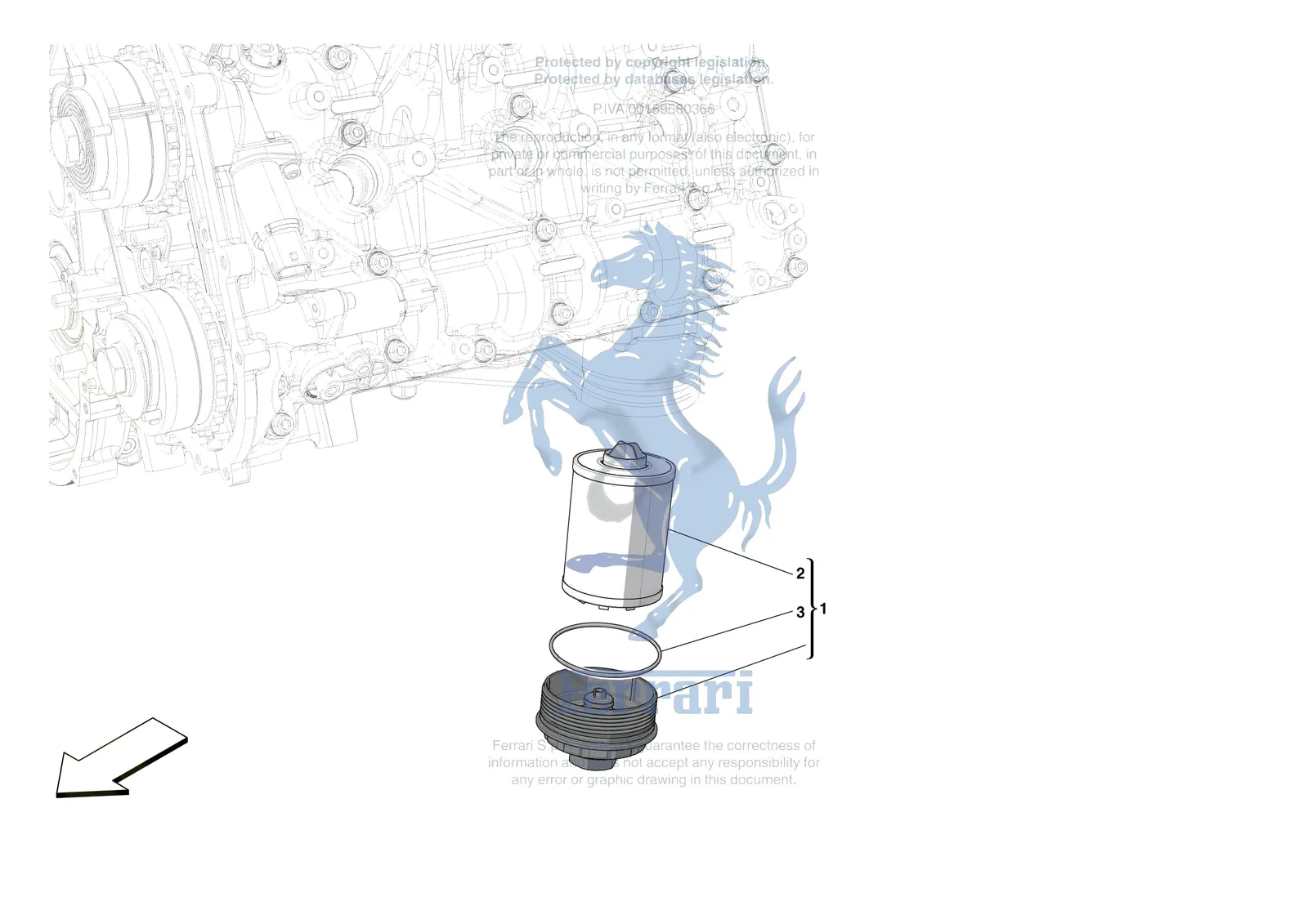 Ferrari 296 GTB [ENGINE] - B.11 - LUBRICATION FILTERS exploded diagram