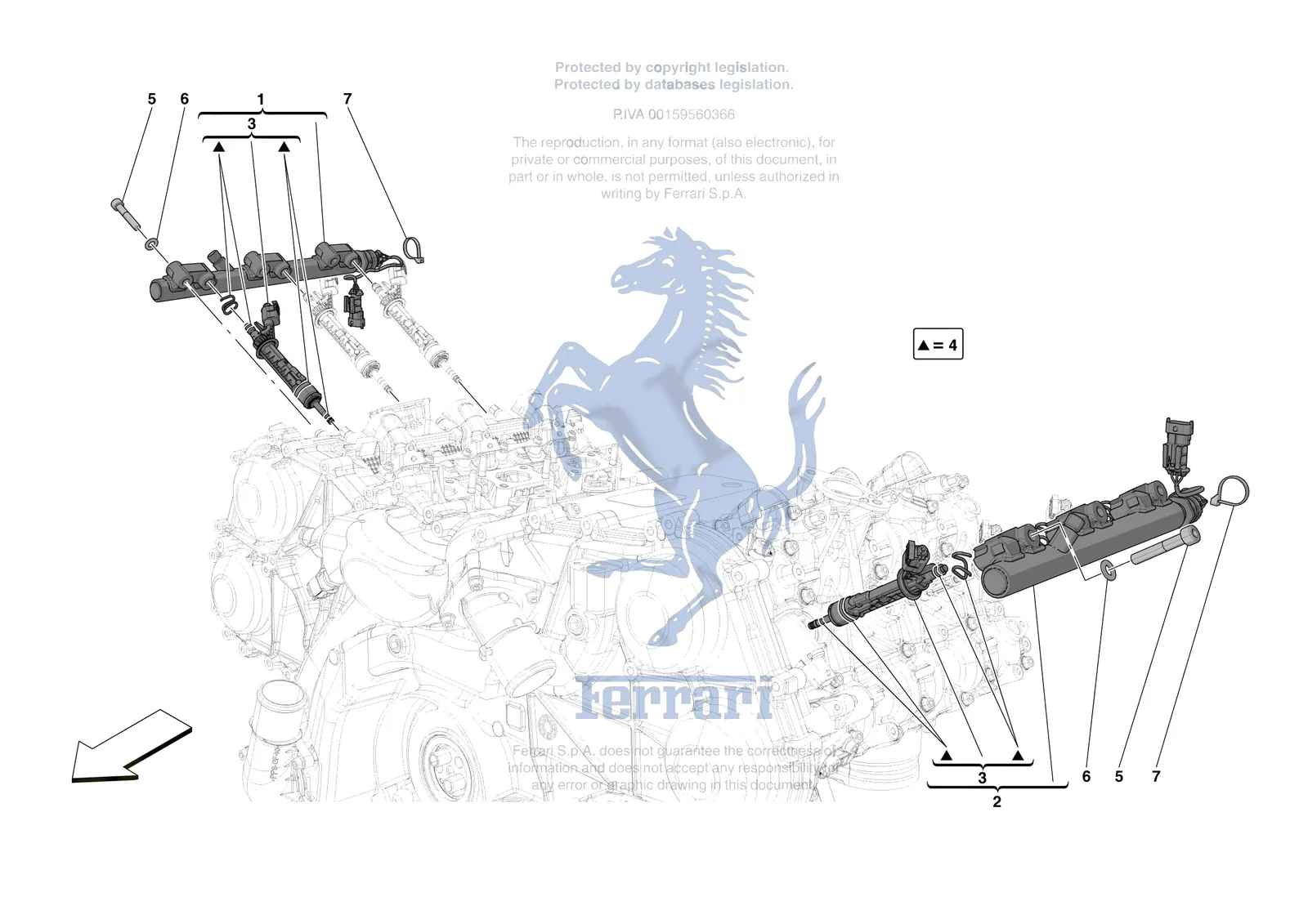 Ferrari 296 GTB [ENGINE] - B.17 - INJECTOR PIPES exploded diagram