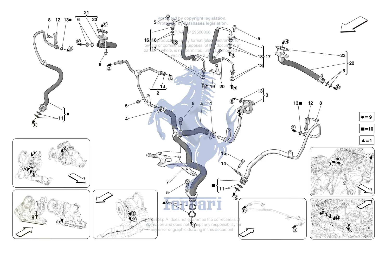 Ferrari 296 GTB [ENGINE] - B.23 - FORCED INDUCTION SYSTEM PIPES exploded diagram