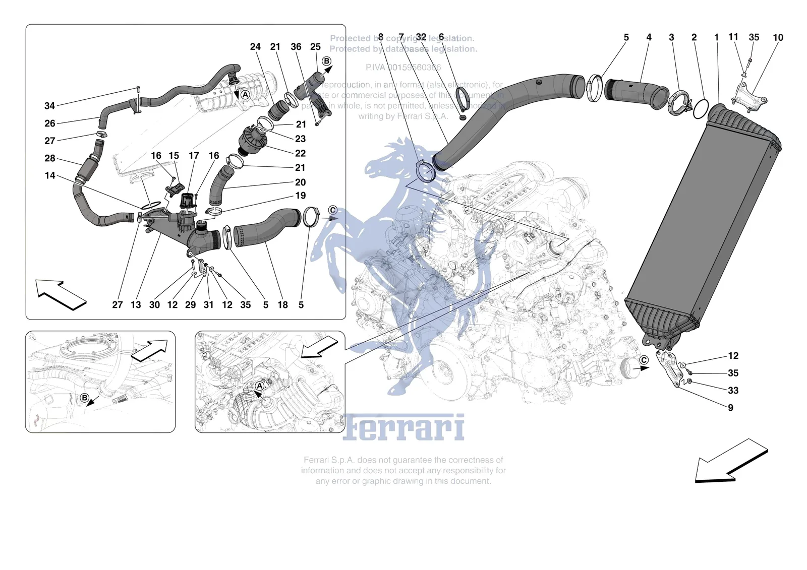 Ferrari 296 GTB [MECHANICAL SYSTEM] - D.04.02 - INTERCOOLER exploded diagram