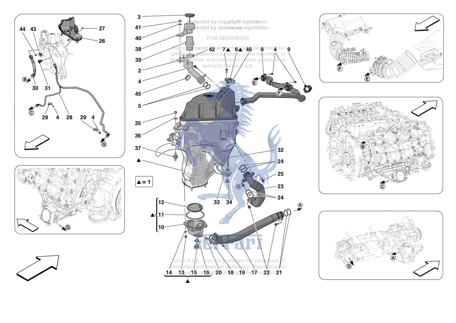 Ferrari 296 GTB [MECHANICAL SYSTEM] - D.09 - ENGINE OIL RADIATOR AND TANK exploded diagram