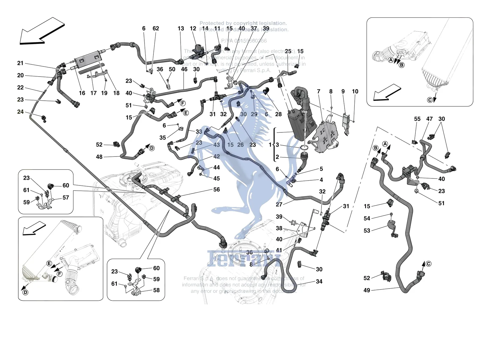 Ferrari 296 GTB [MECHANICAL SYSTEM] - D.13 - EVAPORATIVE EMISSIONS CONTROL SYSTEM exploded diagram