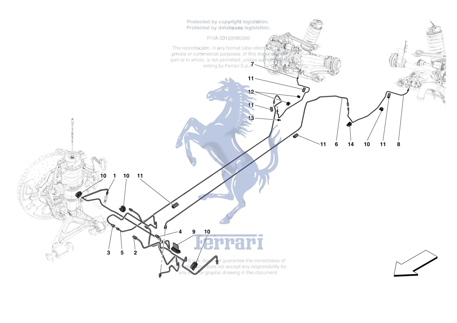 Ferrari 296 GTB [MECHANICAL SYSTEM] - D.23.01 - HYDRAULIC BRAKE CONTROL PIPES -Not for RHD- exploded diagram